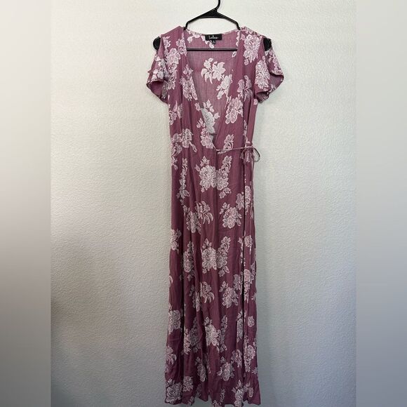 Lulus Heart of Marigold Lavender Floral Print Wrap Maxi Dress Women’s Size XS - Picture 3 of 8